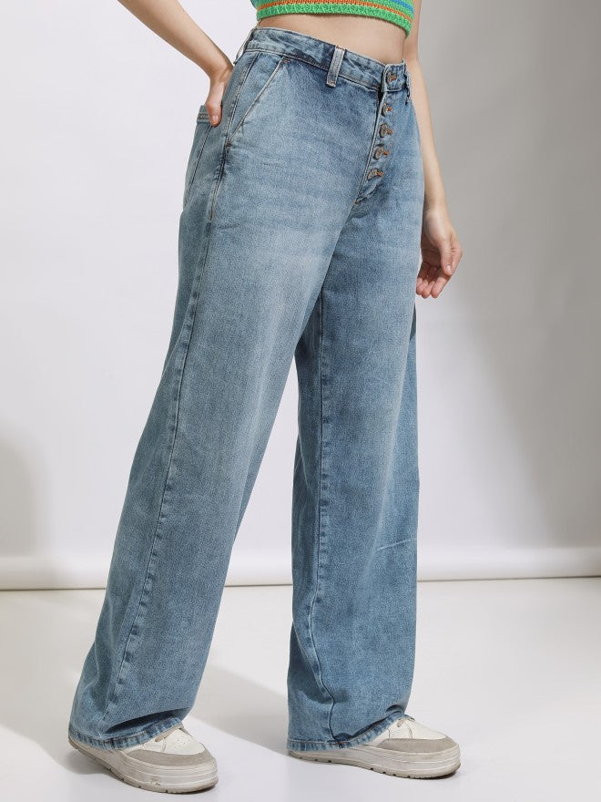 Tokyo Talkies Women Blue Straight Fit Jeans - Blue - Image 6