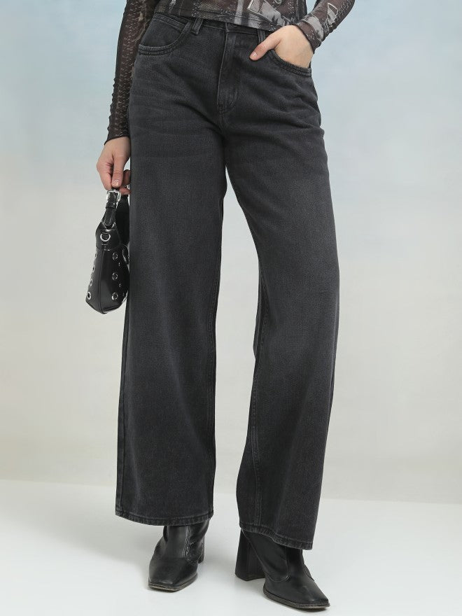 Tokyo Talkies Women Black Flared Jeans - Black - Image 1