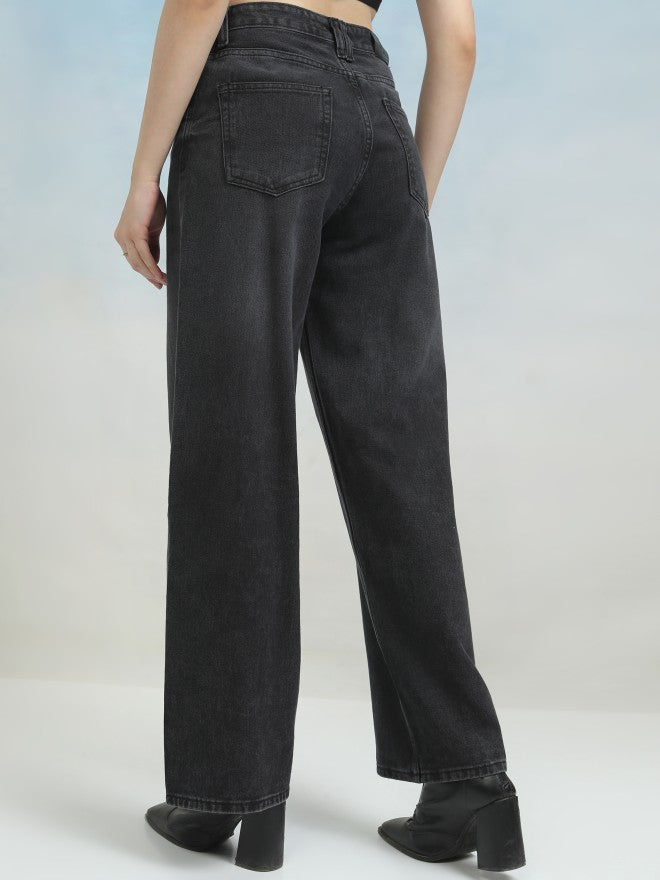 Tokyo Talkies Women Black Flared Jeans - Black - Image 3