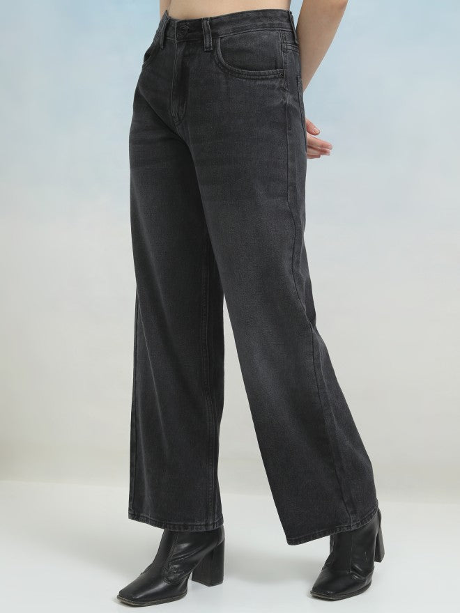 Tokyo Talkies Women Black Flared Jeans - Black - Image 4
