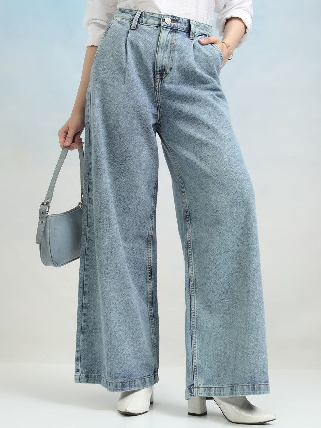 Tokyo Talkies Women Blue Flared Jeans - Blue - Image 1