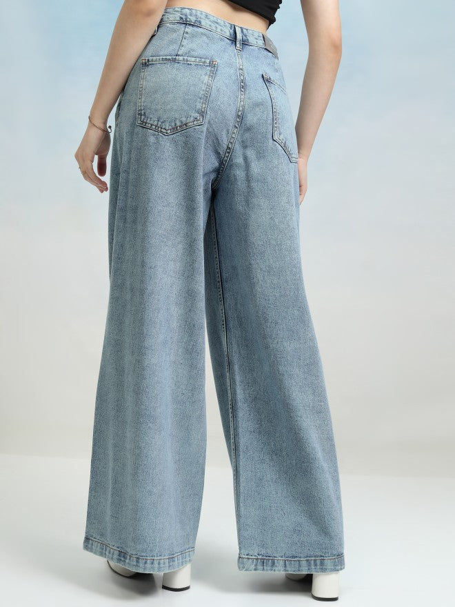 Tokyo Talkies Women Blue Flared Jeans - Blue - Image 3