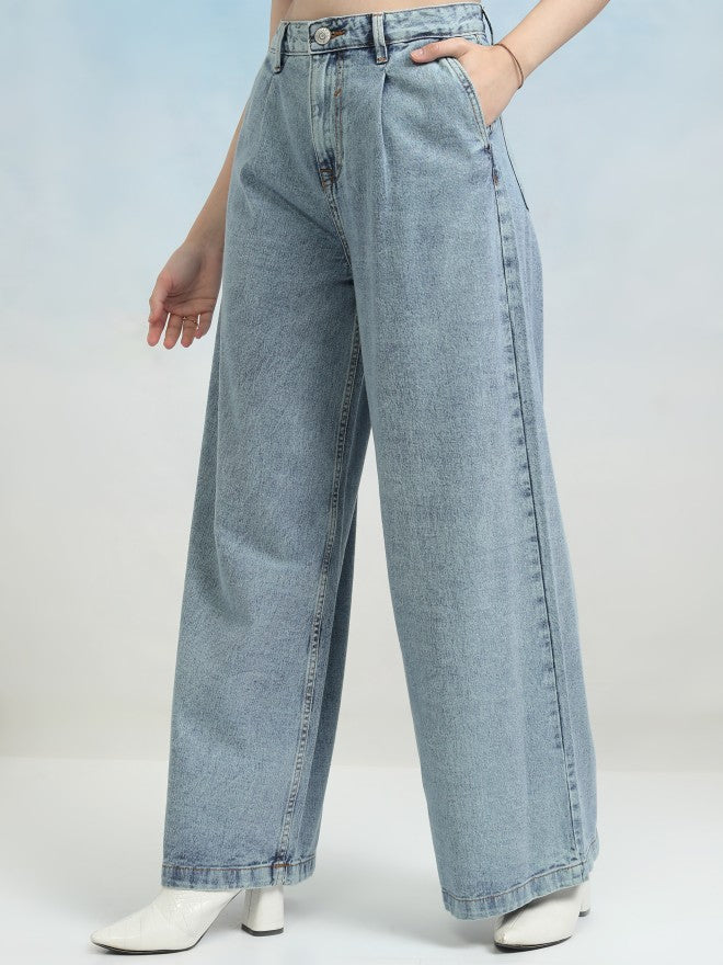 Tokyo Talkies Women Blue Flared Jeans - Blue - Image 4