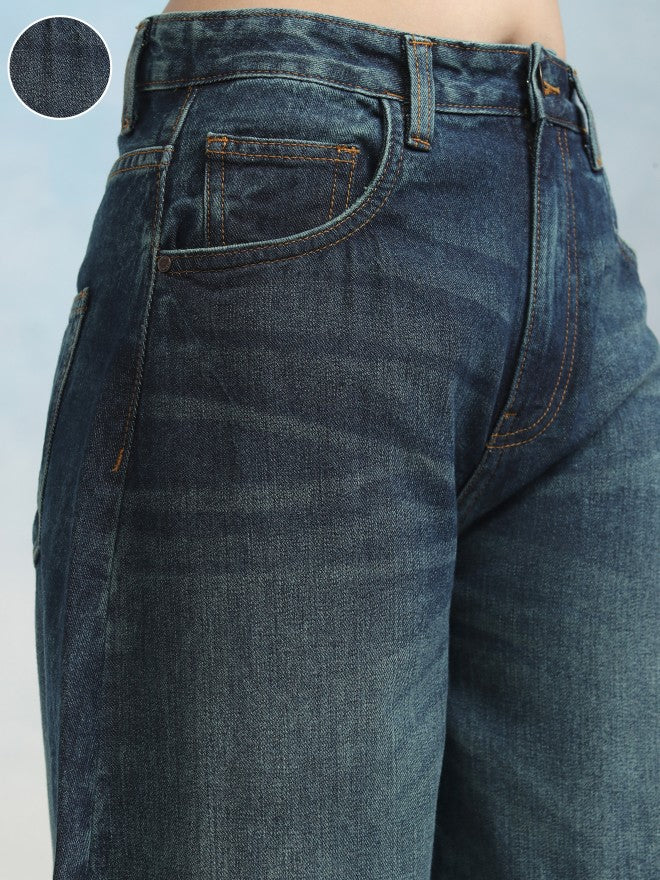 Tokyo Talkies Women Blue Wide Leg Jeans - Blue - Image 5