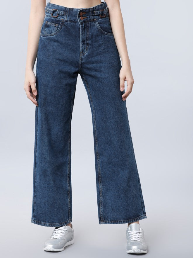 Tokyo Talkies Women Blue Flared Jeans - Blue - Image 1