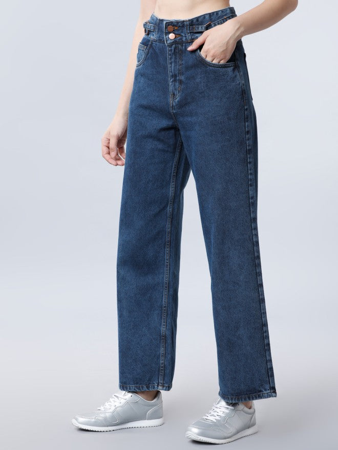 Tokyo Talkies Women Blue Flared Jeans - Blue - Image 2