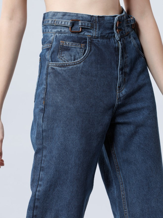 Tokyo Talkies Women Blue Flared Jeans - Blue - Image 4
