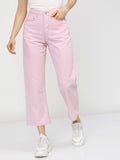 Tokyo Talkies Women Pink Wide Leg Stretchable Jeans - Pink - Image 1