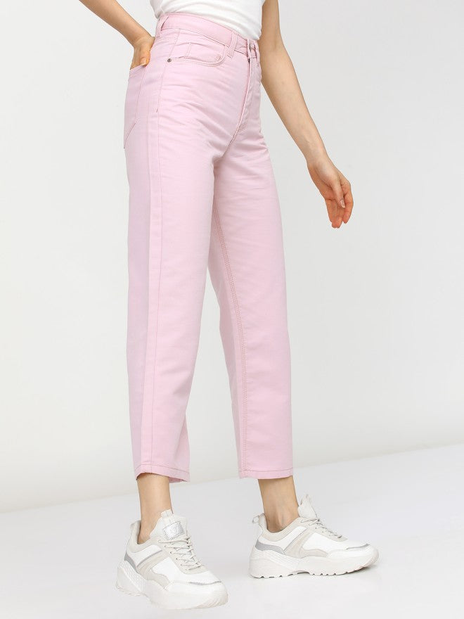 Tokyo Talkies Women Pink Wide Leg Stretchable Jeans - Pink - Image 6