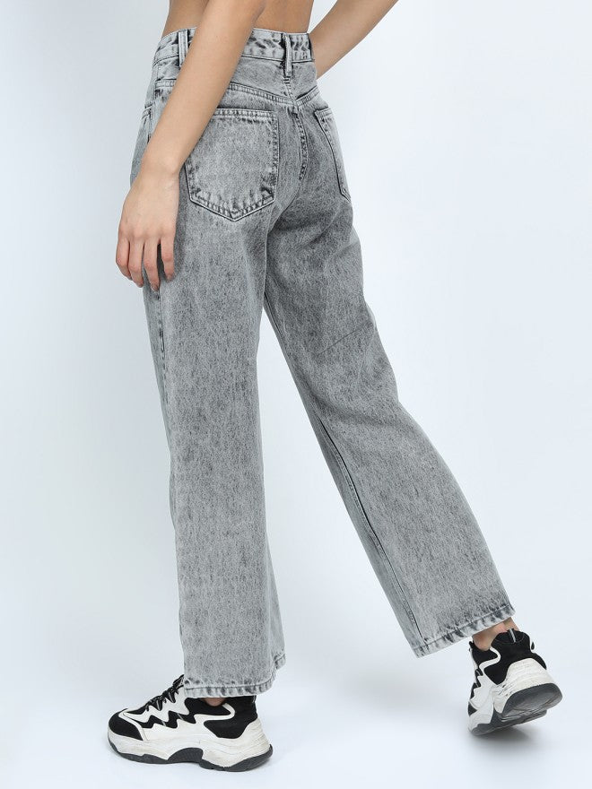 Tokyo Talkies Women Grey Flared Jeans - Grey - Image 3