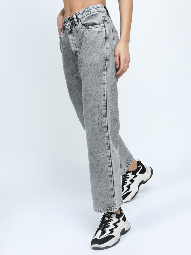Tokyo Talkies Women Grey Flared Jeans - Grey - Image 4