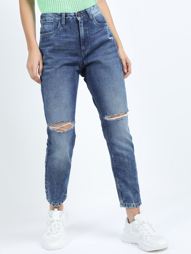 Tokyo Talkies Women Blue Slim Fit Highly Distressed Jeans - Blue - Image 4