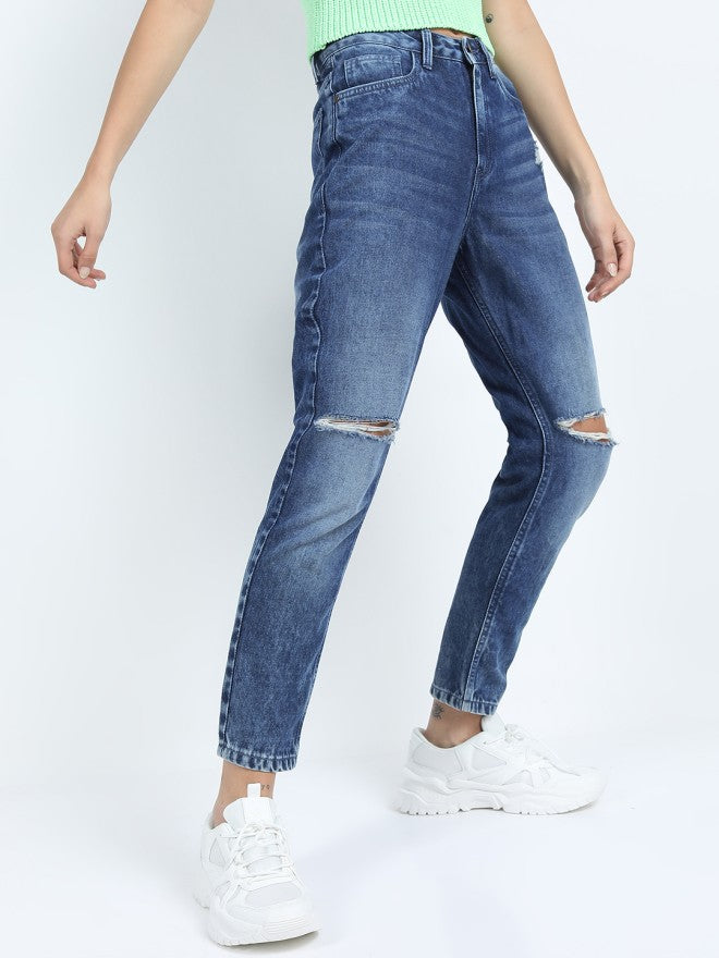 Tokyo Talkies Women Blue Slim Fit Highly Distressed Jeans - Blue - Image 5