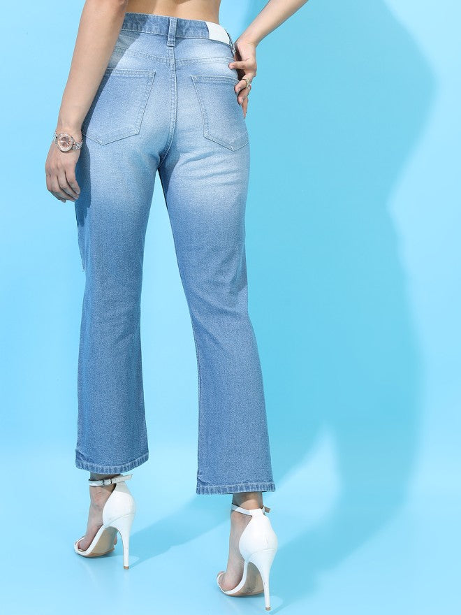 Tokyo Talkies Women Blue Flared Highly Distressed Jeans - Blue - Image 3