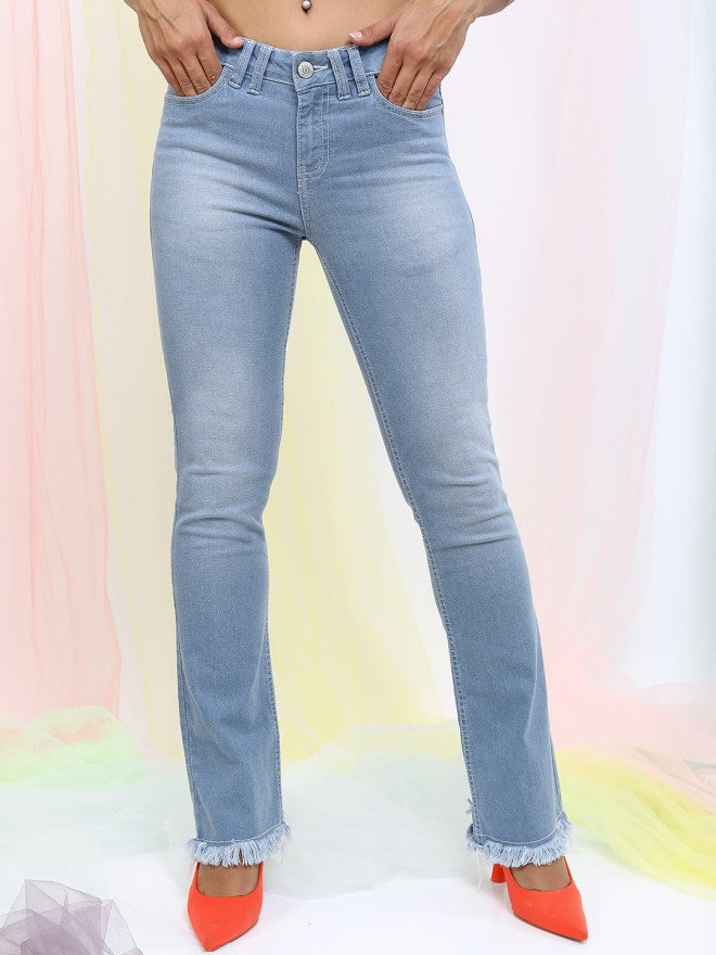 Tokyo Talkies Women Blue Bootcut Stretchable Jeans - Blue - Image 1