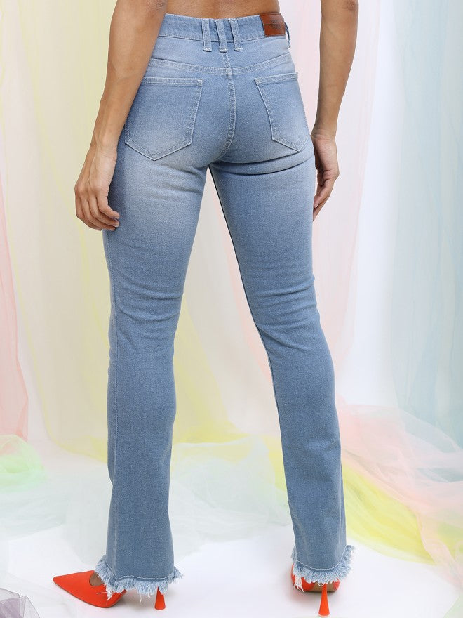 Tokyo Talkies Women Blue Bootcut Stretchable Jeans - Blue - Image 3