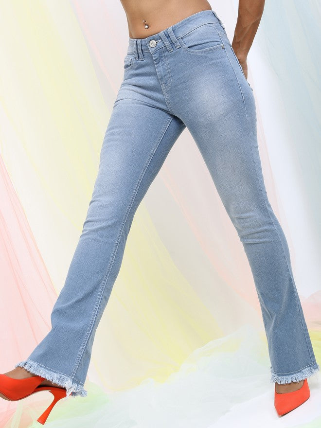 Tokyo Talkies Women Blue Bootcut Stretchable Jeans - Blue - Image 5
