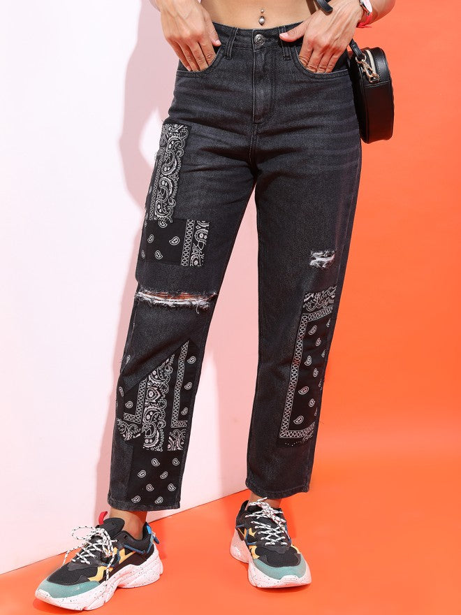 Tokyo Talkies Women Black Wide Leg Stretchable Jeans - Black - Image 5