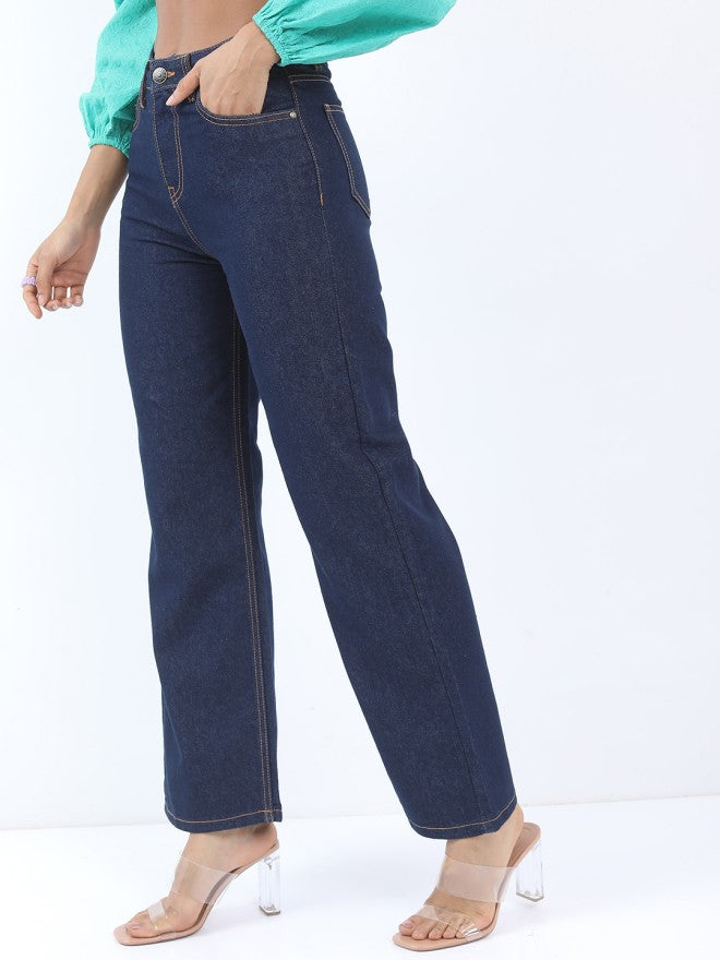 Tokyo Talkies Women Blue Flared Stretchable Jeans - Blue - Image 4