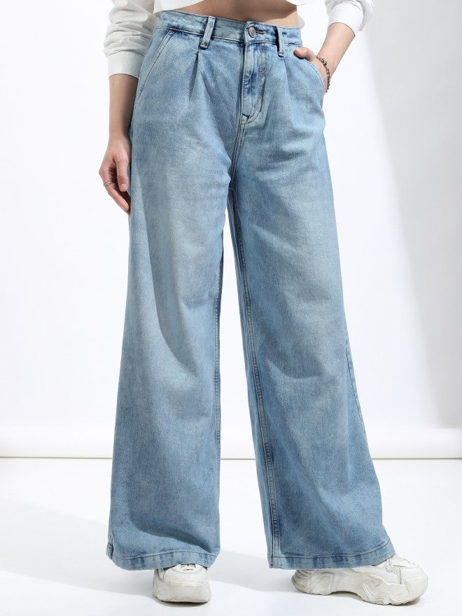Tokyo Talkies Women Blue Flared Stretchable Jeans - Blue - Image 1