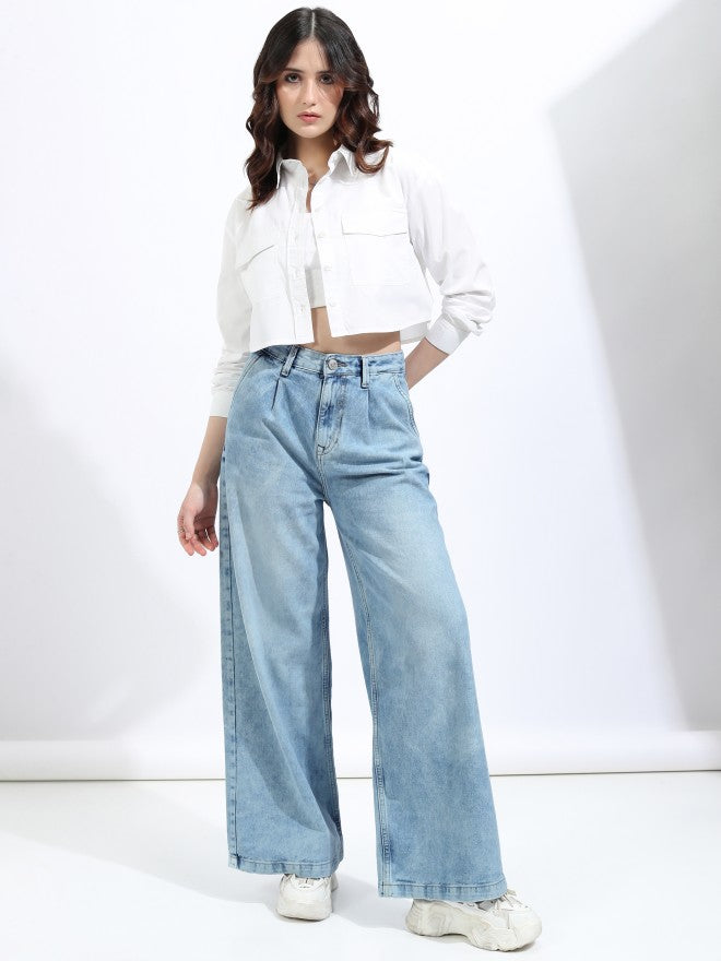 Tokyo Talkies Women Blue Flared Stretchable Jeans - Blue - Image 2