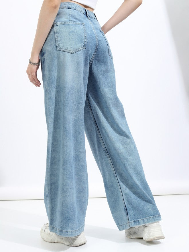 Tokyo Talkies Women Blue Flared Stretchable Jeans - Blue - Image 3