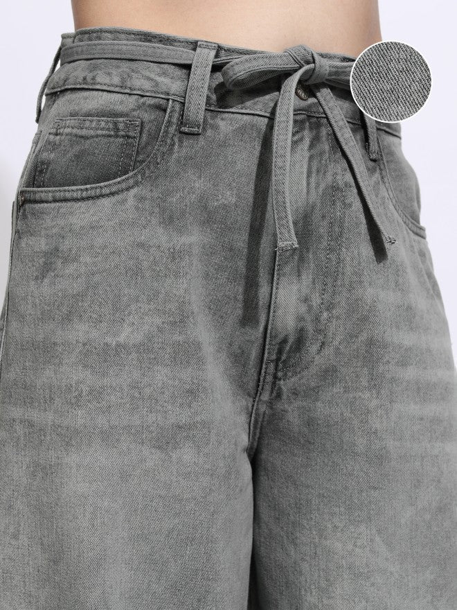 Tokyo Talkies Women Grey Wide Leg Jeans - Grey - Image 5
