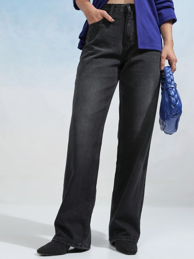 Tokyo Talkies Women Black Straight Fit Jeans - Black - Image 1