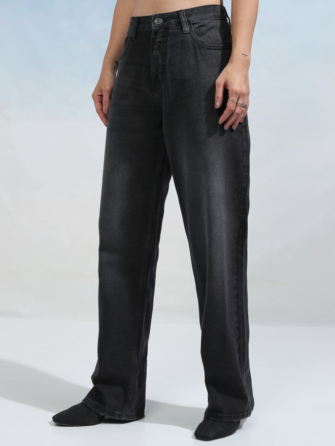 Tokyo Talkies Women Black Straight Fit Jeans - Black - Image 4