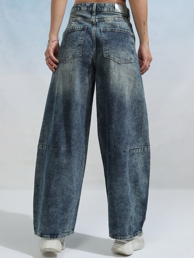 Tokyo Talkies Women Blue Wide Leg Jeans - Blue - Image 3