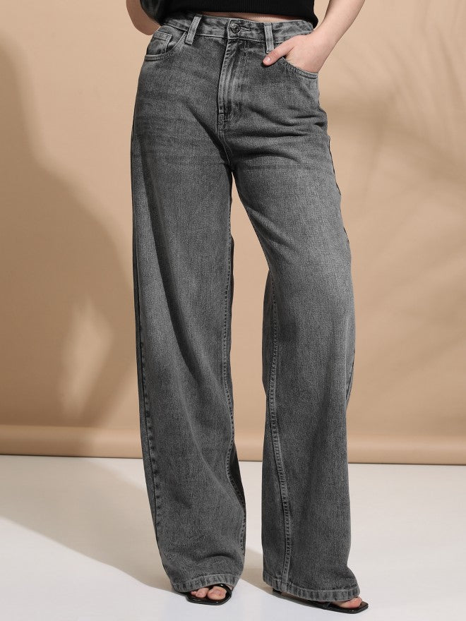 Tokyo Talkies Women Grey Straight Fit Jeans - Grey - Image 1