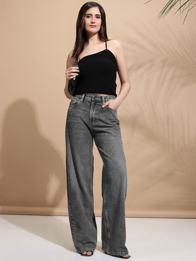 Tokyo Talkies Women Grey Straight Fit Jeans - Grey - Image 2