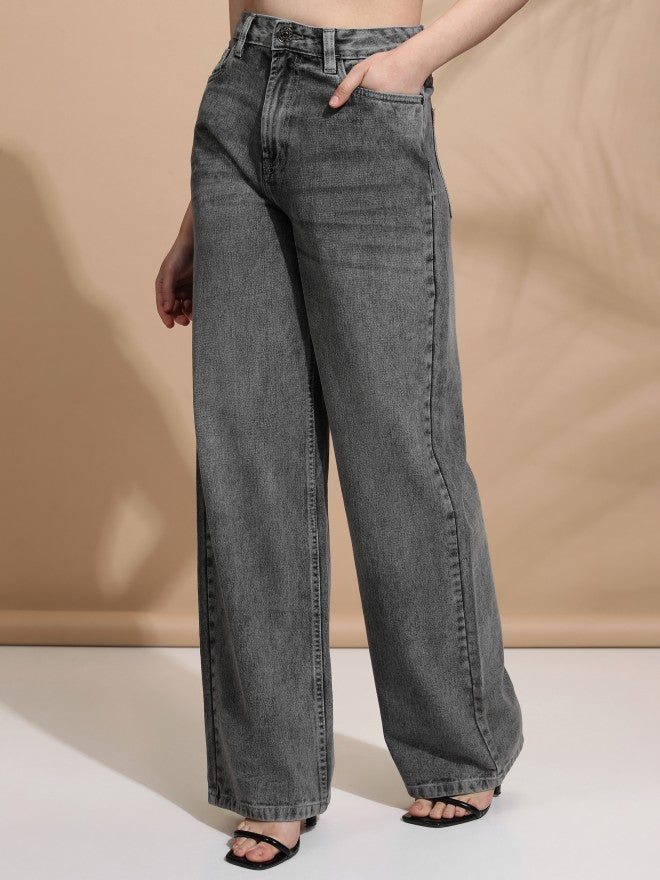 Tokyo Talkies Women Grey Straight Fit Jeans - Grey - Image 4