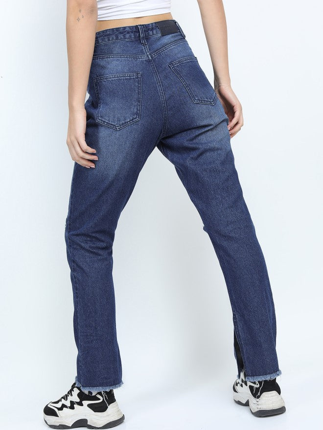 Tokyo Talkies Women Blue Straight Fit Stretchable Jeans - Blue - Image 2