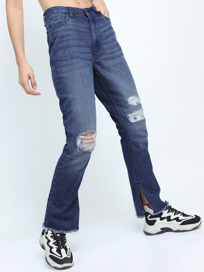 Tokyo Talkies Women Blue Straight Fit Stretchable Jeans - Blue - Image 5