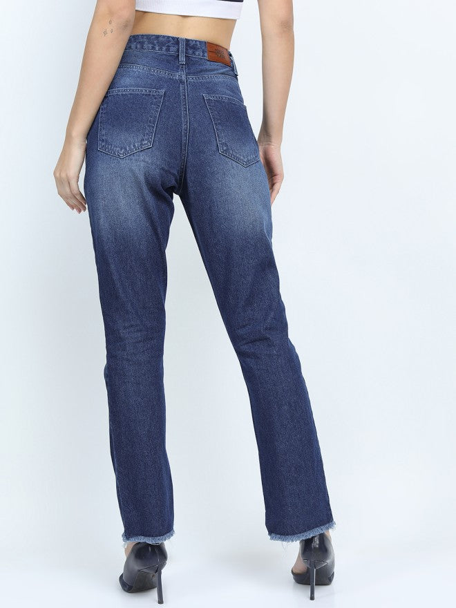 Tokyo Talkies Women Blue Straight Fit Stretchable Jeans - Blue - Image 2