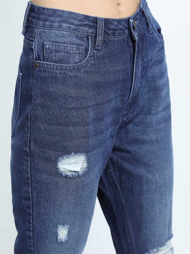 Tokyo Talkies Women Blue Straight Fit Stretchable Jeans - Blue - Image 3