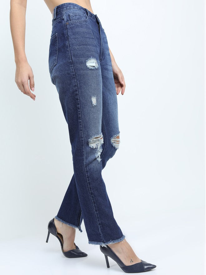 Tokyo Talkies Women Blue Straight Fit Stretchable Jeans - Blue - Image 6