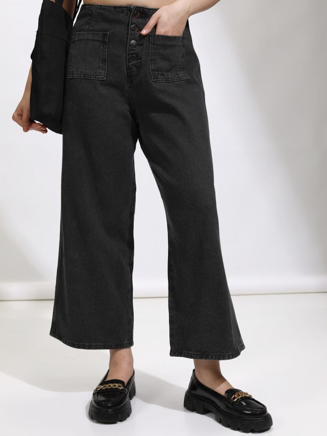 Tokyo Talkies Women Grey Straight Fit Jeans - Grey - Image 1