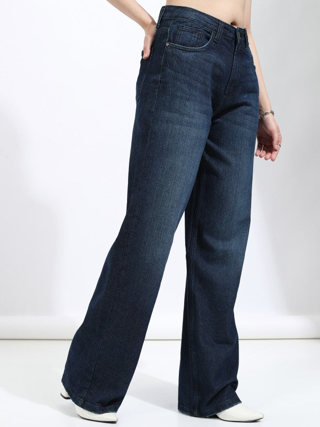 Tokyo Talkies Women Blue Straight Fit Stretchable Jeans - Blue - Image 6