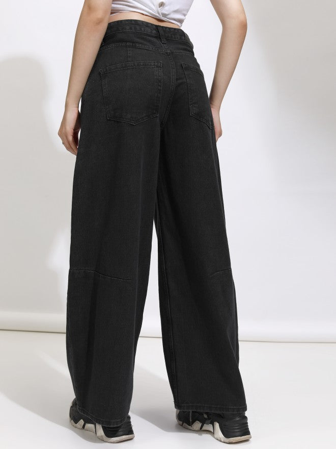 Tokyo Talkies Women Black Straight Fit Jeans - Black - Image 3