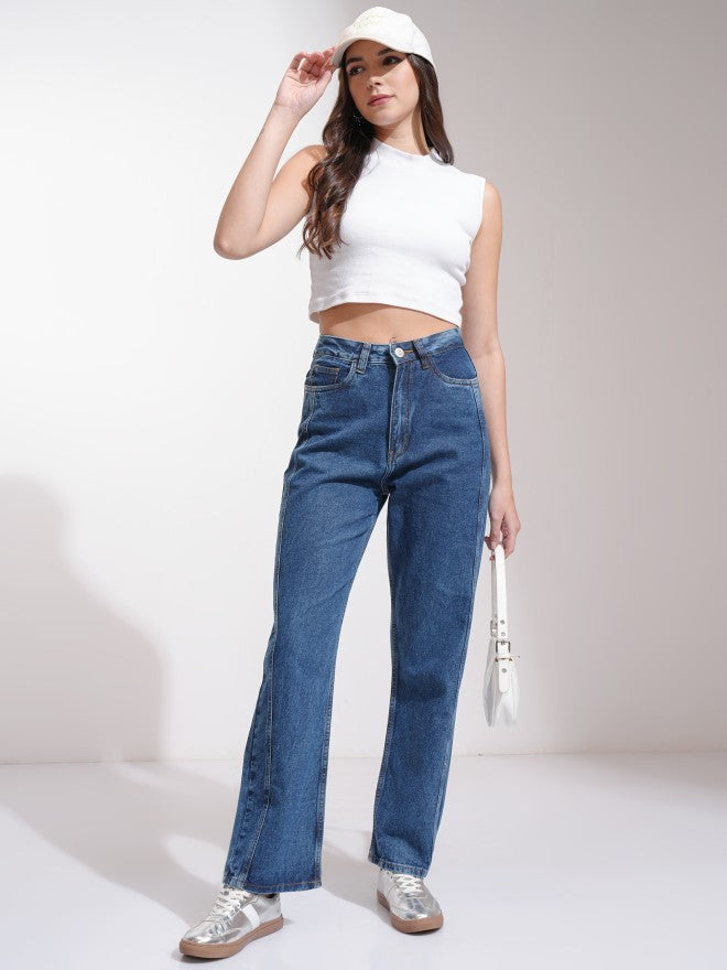 Tokyo Talkies Women Blue Straight Fit Jeans - Blue - Image 2