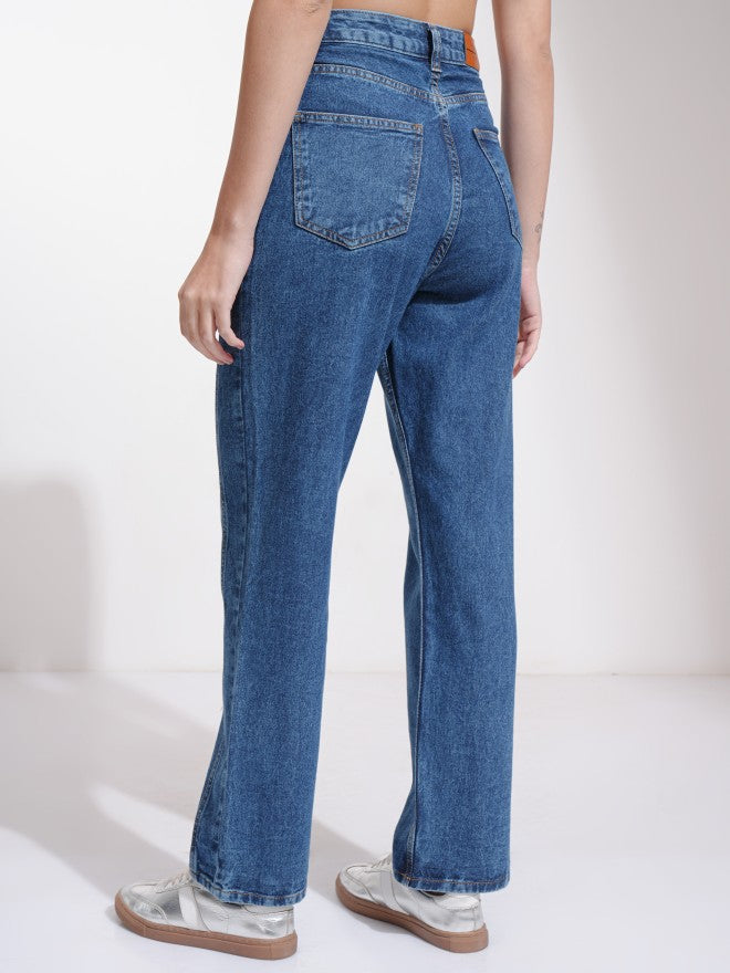 Tokyo Talkies Women Blue Straight Fit Jeans - Blue - Image 3