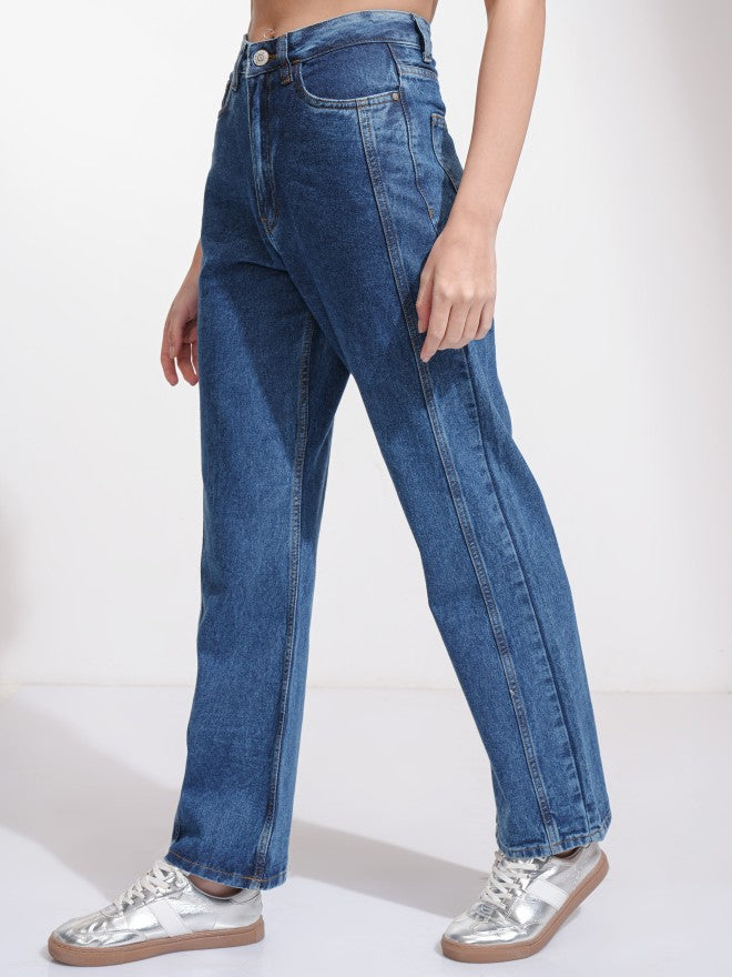 Tokyo Talkies Women Blue Straight Fit Jeans - Blue - Image 4