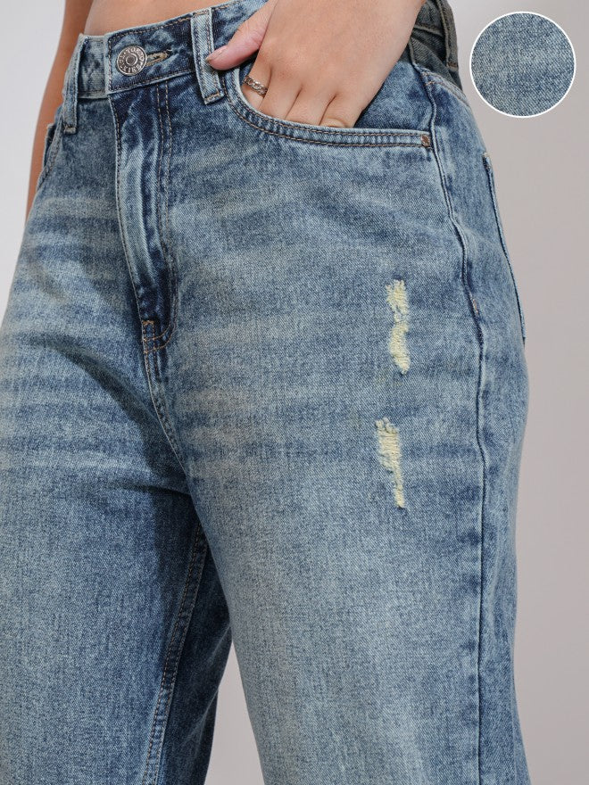 Tokyo Talkies Women Blue Flared Highly Distressed Jeans - Blue - Image 5