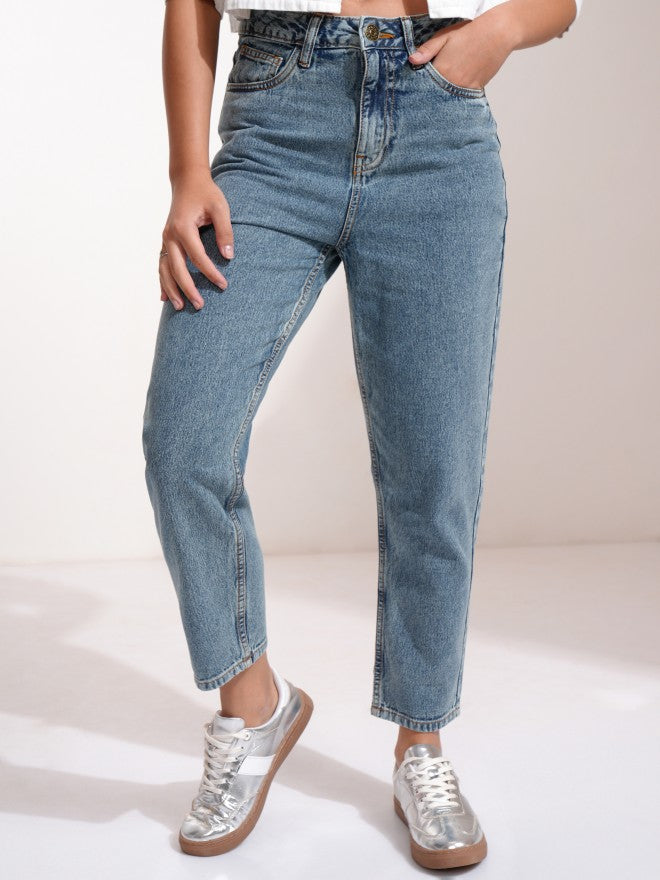 Tokyo Talkies Women Blue Tapered Fit Jeans - Blue - Image 1