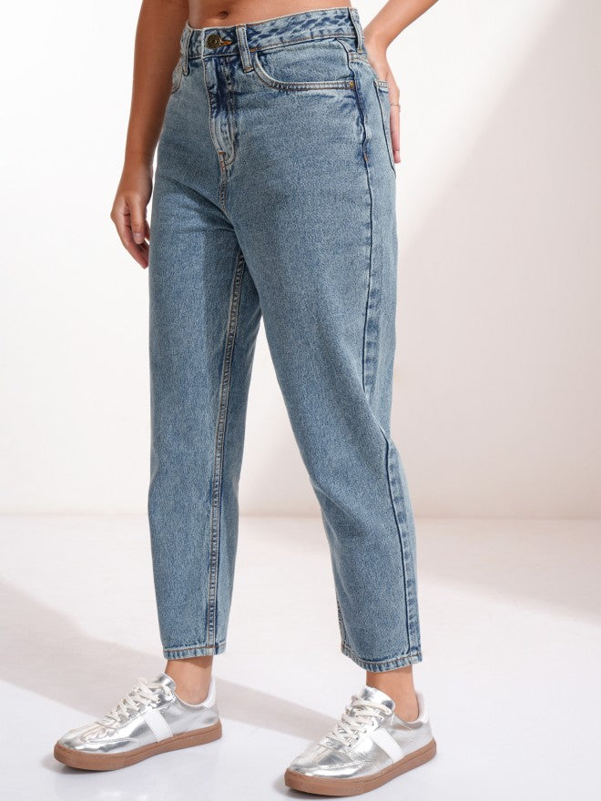 Tokyo Talkies Women Blue Tapered Fit Jeans - Blue - Image 4