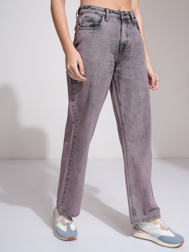 Tokyo Talkies Women Mauve Straight Fit Jeans - Mauve - Image 6