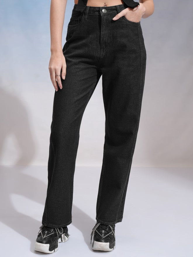 Tokyo Talkies Women Black Straight Fit Jeans - Black - Image 1