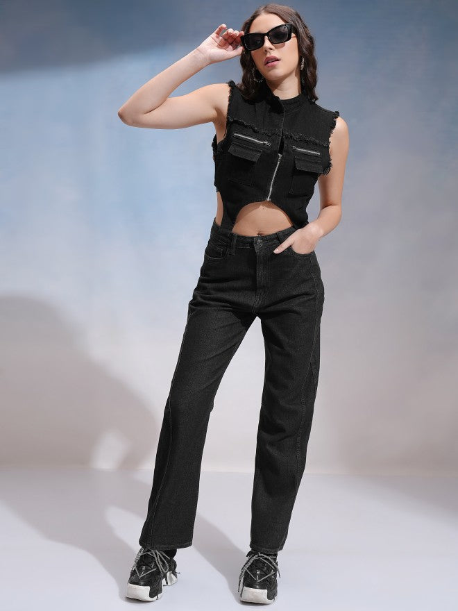 Tokyo Talkies Women Black Straight Fit Jeans - Black - Image 2